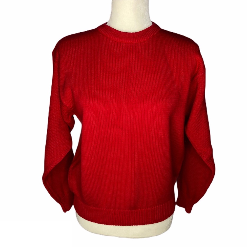 Essential Elements Red Cable Knit Cotton Sweater